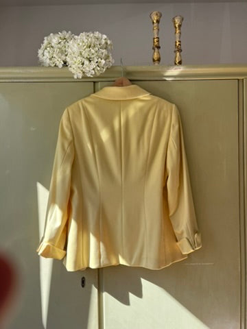 RARE Vintage 1990s Escada Cashmere Oversized Blazer in Pastel Yellow