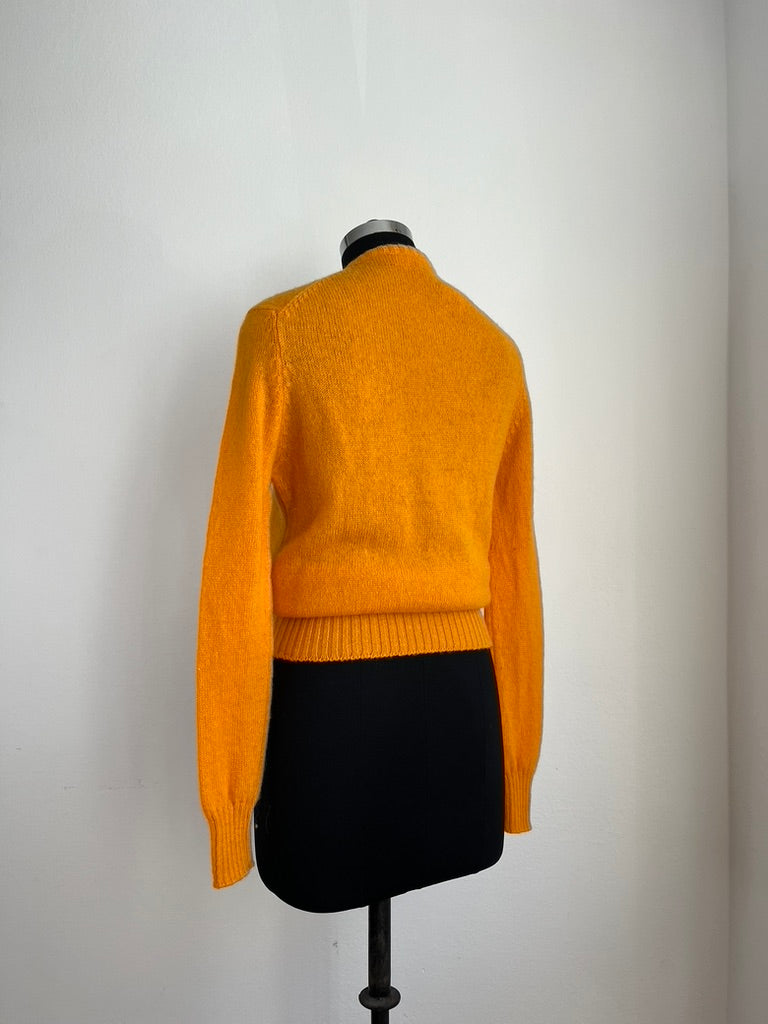 Vintage 1980s Jaeger Mustard Wool Cardigan - Premium Shetland Wool