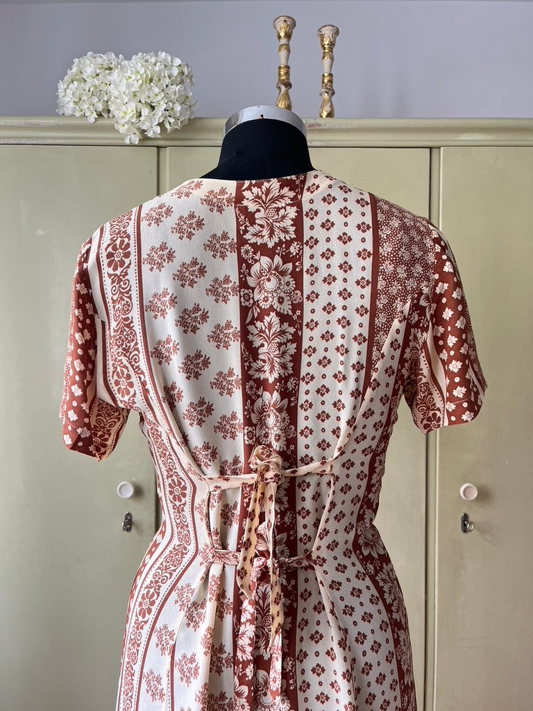 Vintage Y2K Mixed Print Midi Dress - Bohemian Patchwork Design by Gabriel