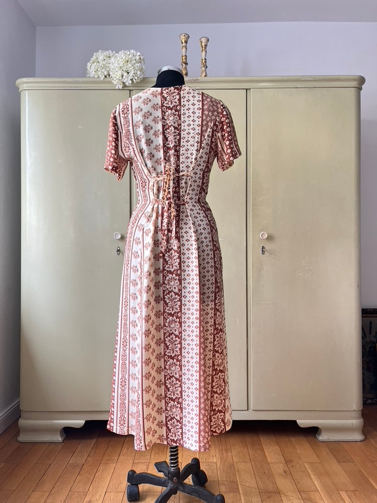 Vintage Y2K Mixed Print Midi Dress - Bohemian Patchwork Design by Gabriel