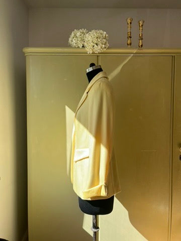 RARE Vintage 1990s Escada Cashmere Oversized Blazer in Pastel Yellow