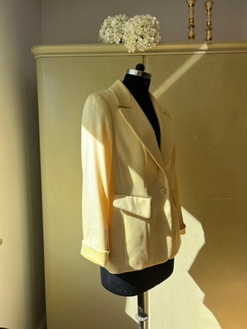 RARE Vintage 1990s Escada Cashmere Oversized Blazer in Pastel Yellow