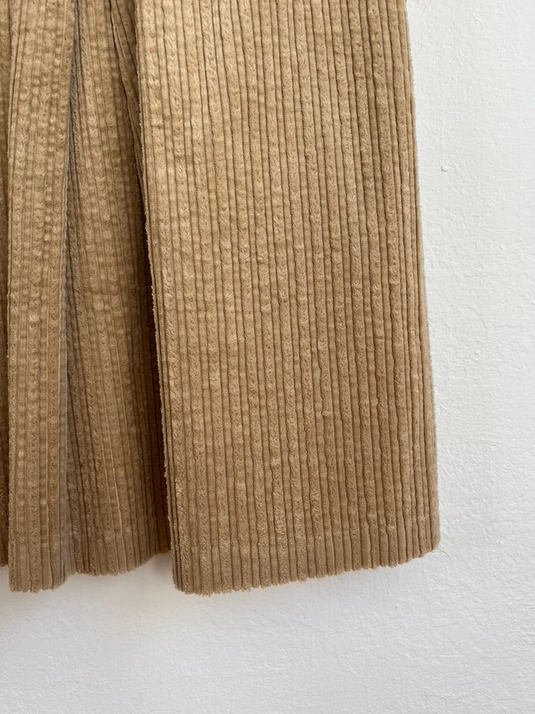 Vintage Camel Corduroy Pleated Skirt - 1970s Bohemian Style