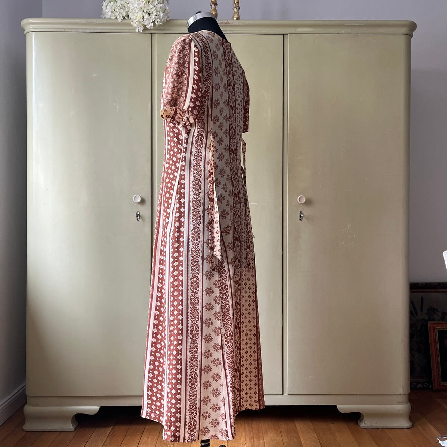 Vintage Y2K Mixed Print Midi Dress - Bohemian Patchwork Design by Gabriel