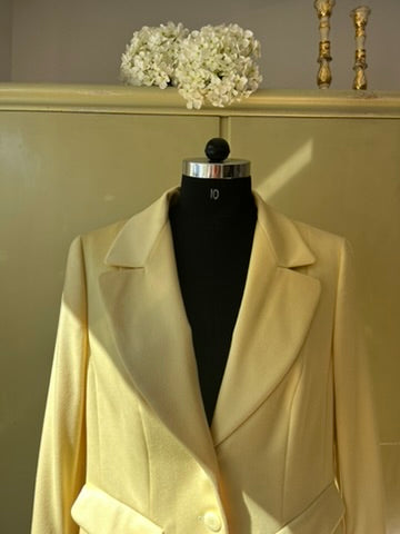 RARE Vintage 1990s Escada Cashmere Oversized Blazer in Pastel Yellow