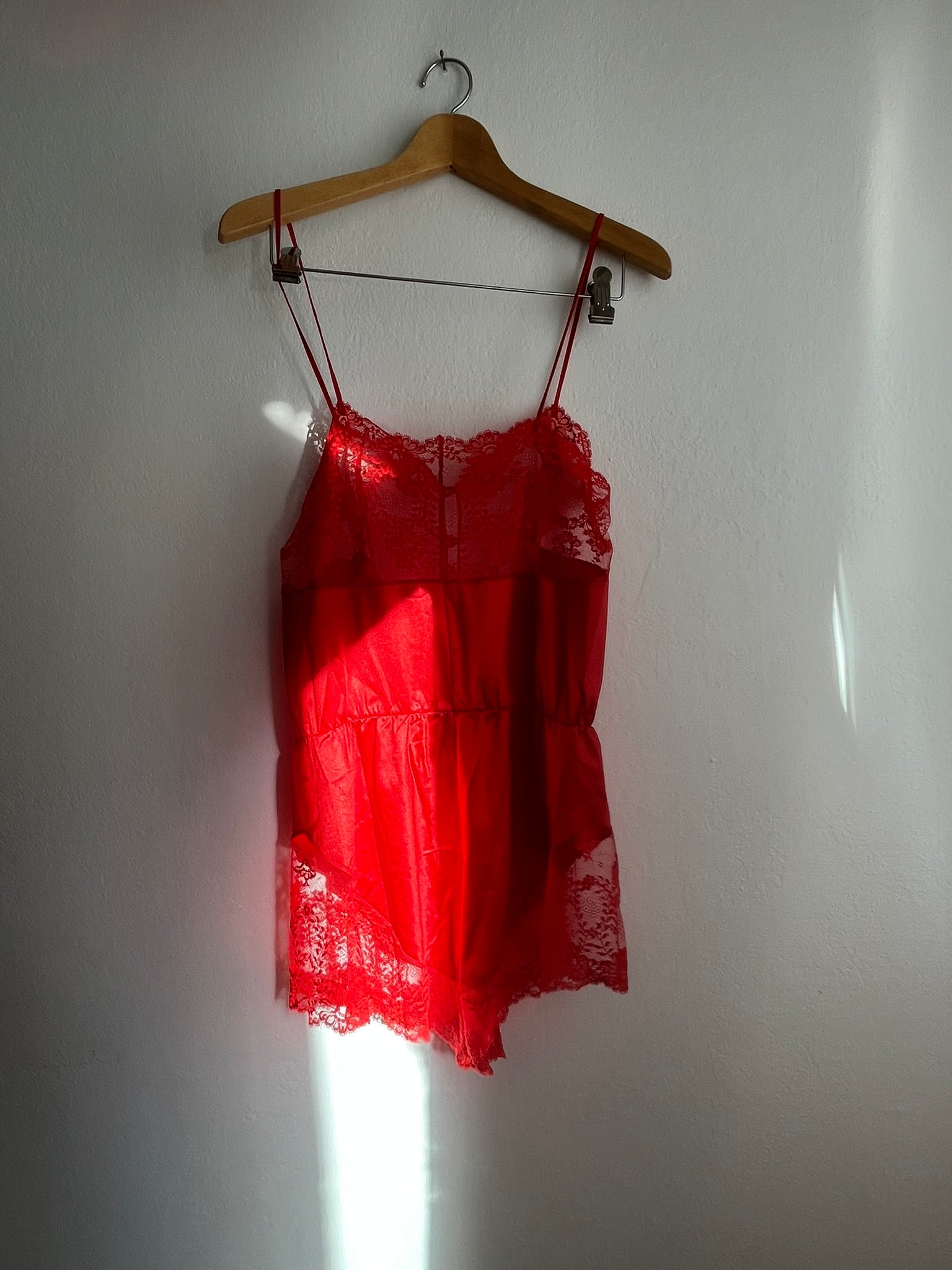 Vintage 1990s Red Lace Romper - Lejaby French Lingerie Playsuit