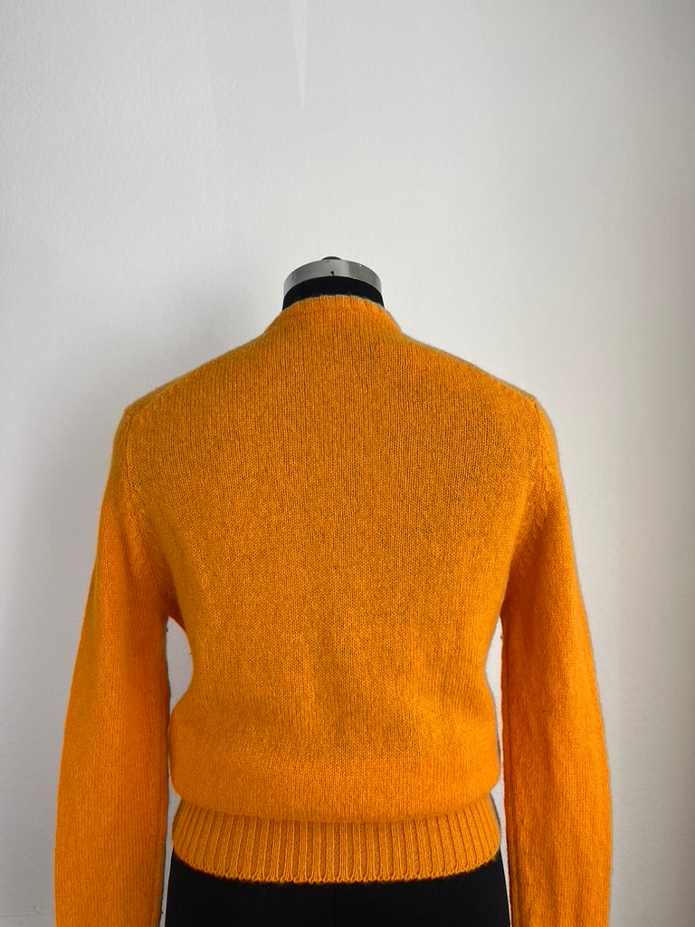 Vintage 1980s Jaeger Mustard Wool Cardigan - Premium Shetland Wool