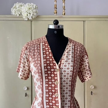 Vintage Y2K Mixed Print Midi Dress - Bohemian Patchwork Design by Gabriel