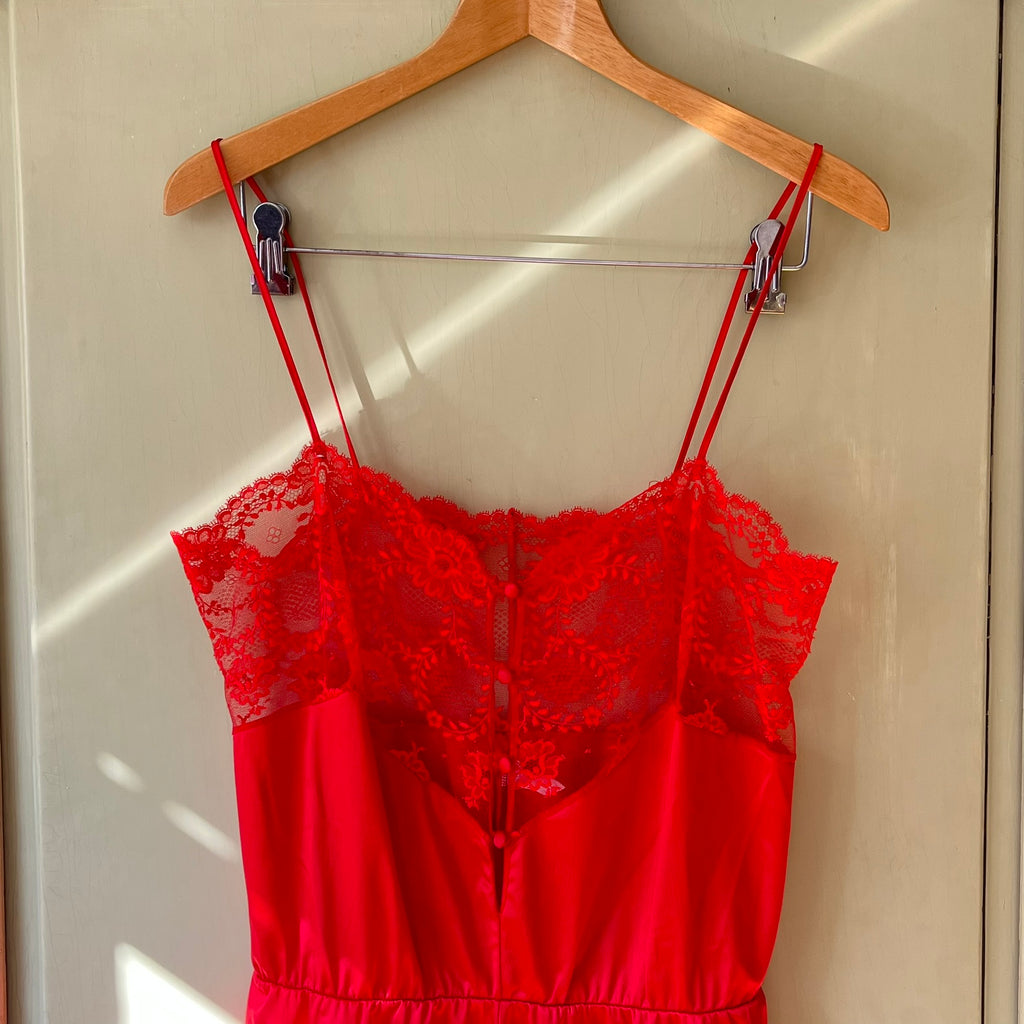 Vintage 1990s Red Lace Romper - Lejaby French Lingerie Playsuit