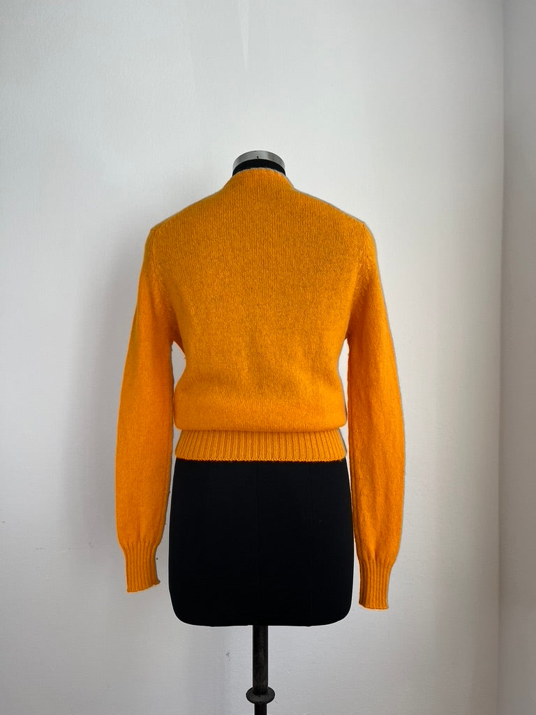 Vintage 1980s Jaeger Mustard Wool Cardigan - Premium Shetland Wool