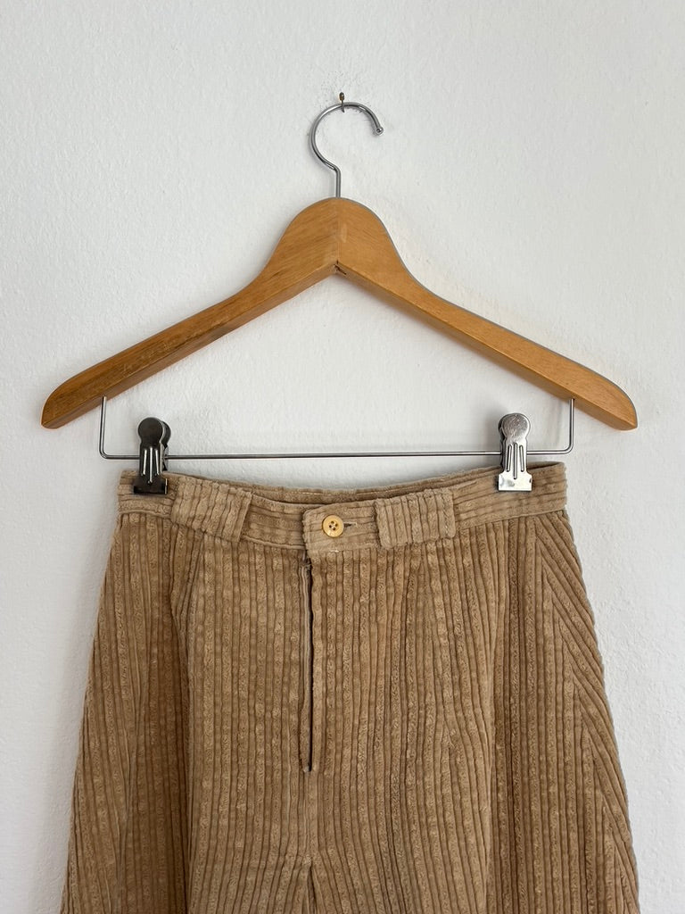 Vintage Camel Corduroy Pleated Skirt - 1970s Bohemian Style