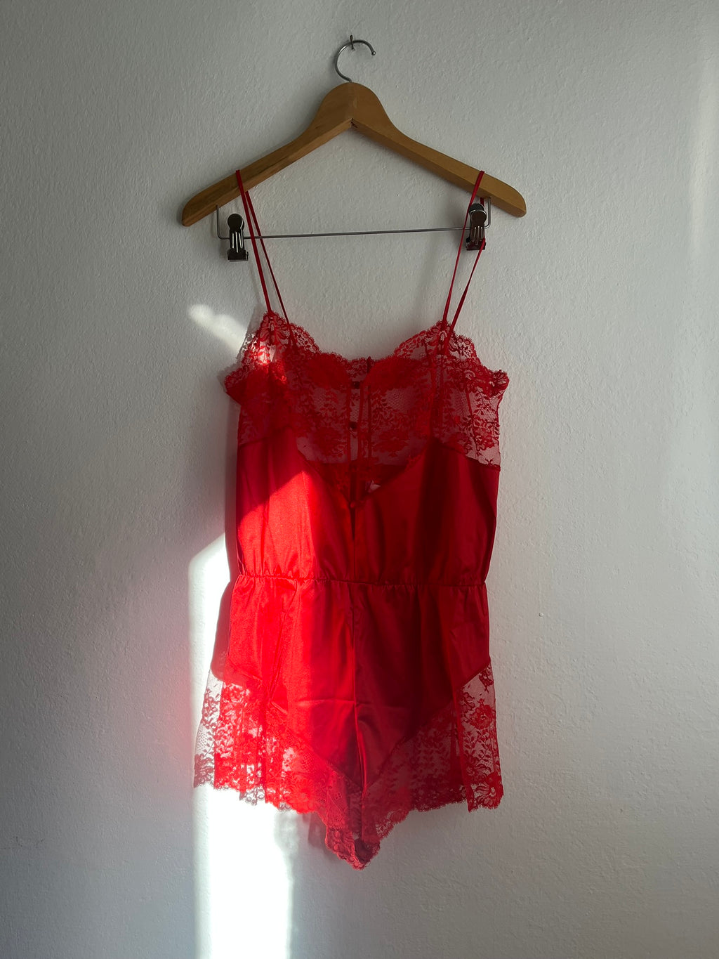 Vintage 1990s Red Lace Romper - Lejaby French Lingerie Playsuit