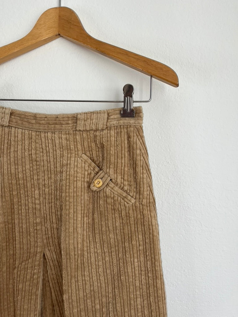 Vintage Camel Corduroy Pleated Skirt - 1970s Bohemian Style