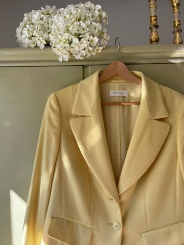 RARE Vintage 1990s Escada Cashmere Oversized Blazer in Pastel Yellow