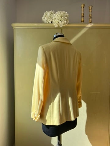 RARE Vintage 1990s Escada Cashmere Oversized Blazer in Pastel Yellow
